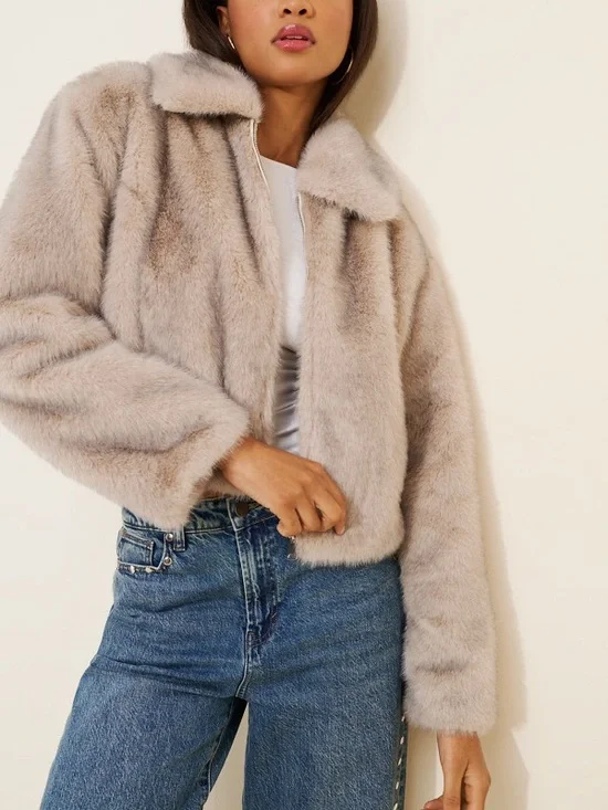 Anthropologie Rae Faux Fur Crop Jacket by Maeve - Picture 6 of 9